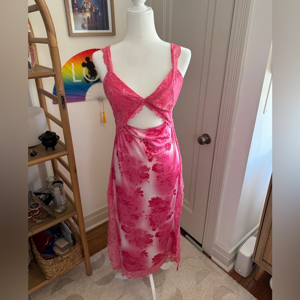 Pink Lace Cutout Dress size S